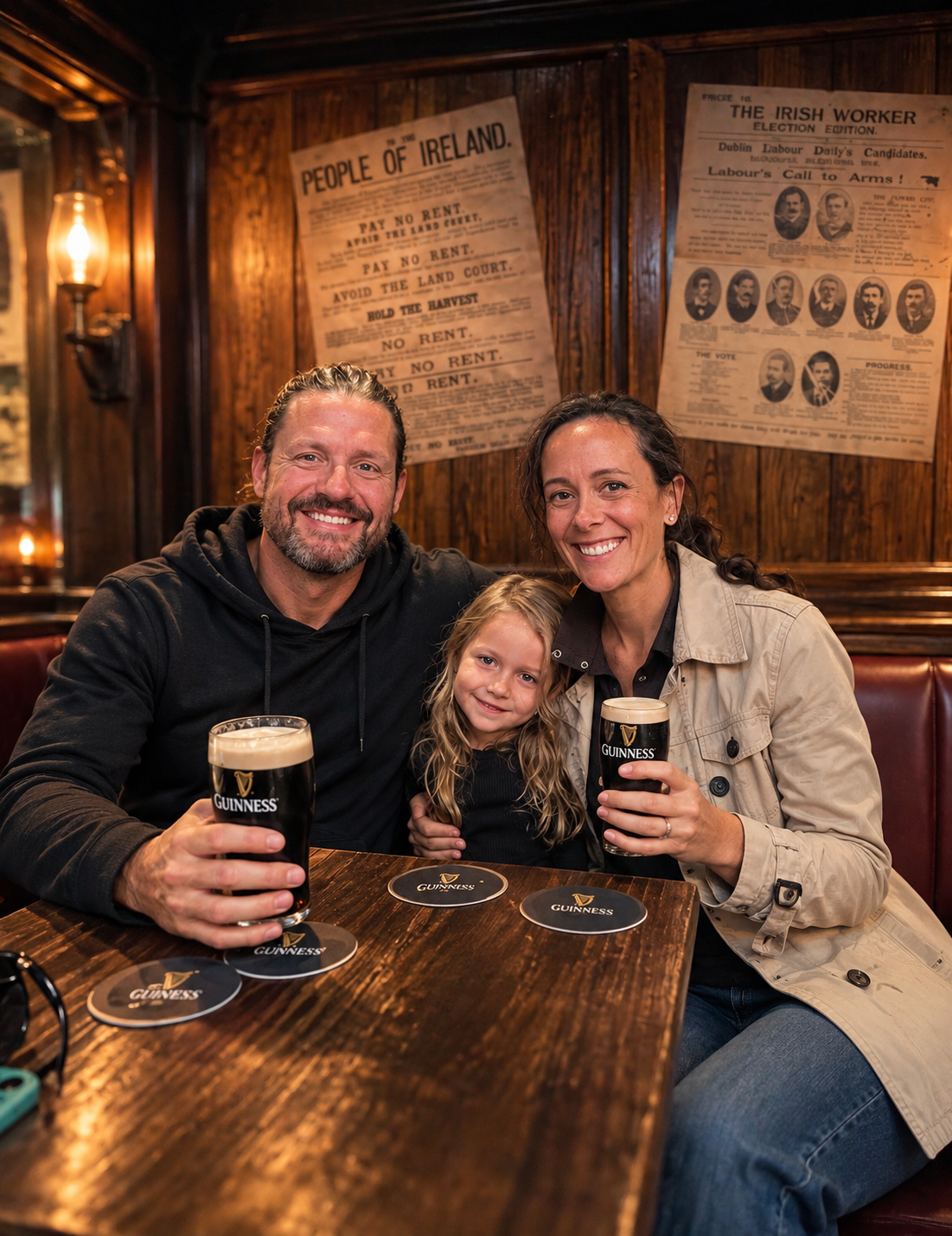 Trevor Rose with his family in an Irish pub
